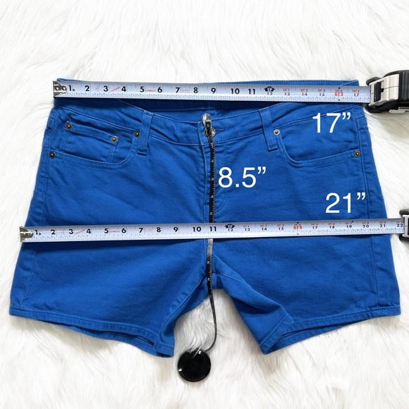 Big Star Cobalt Blue Colored Denim Logo Mid Rise 5” Jean Shorts - Picture 7 of 8